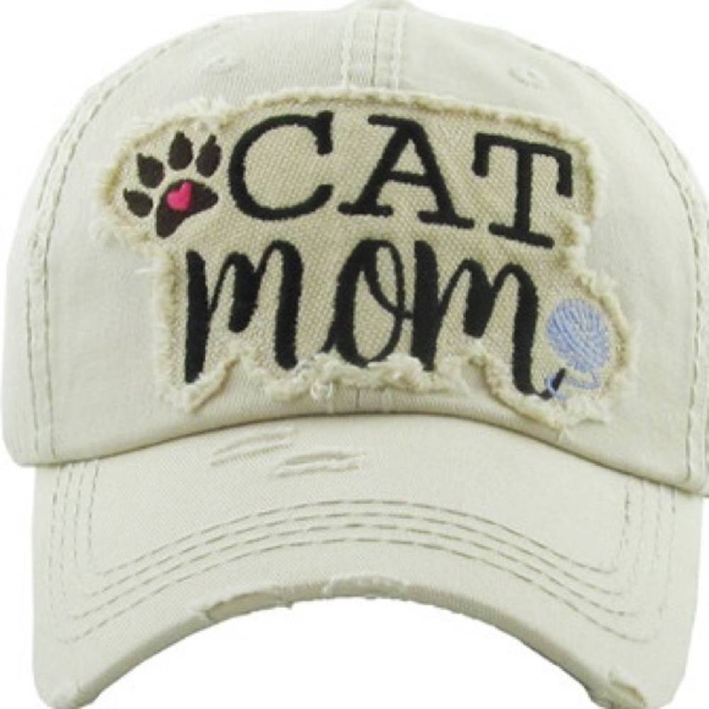 CAT MOM Washed Vintage Ball Cap